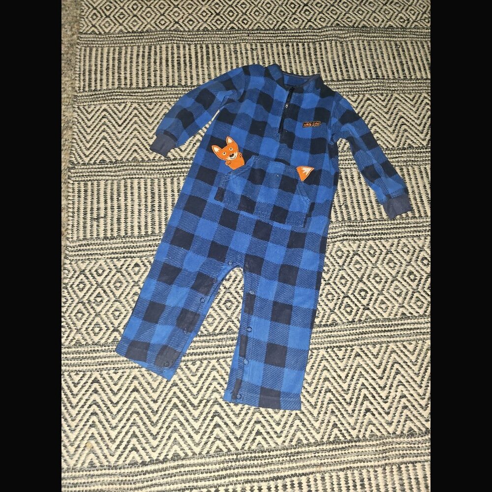 Child of Mine by Carter's Wildly Cute Plaid Fleece Jumpsuit 24 Months